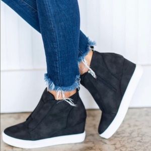 Black Wedge Sneakers